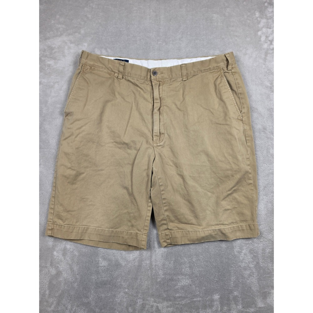Polo Ralph Lauren Chino Shorts Mens 40 Tall Tan Cotton Flat Front Classic